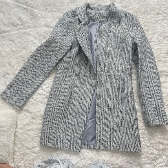 Luxe Overcoat jacket knit tweed style grey size S - Picture 1 of 3